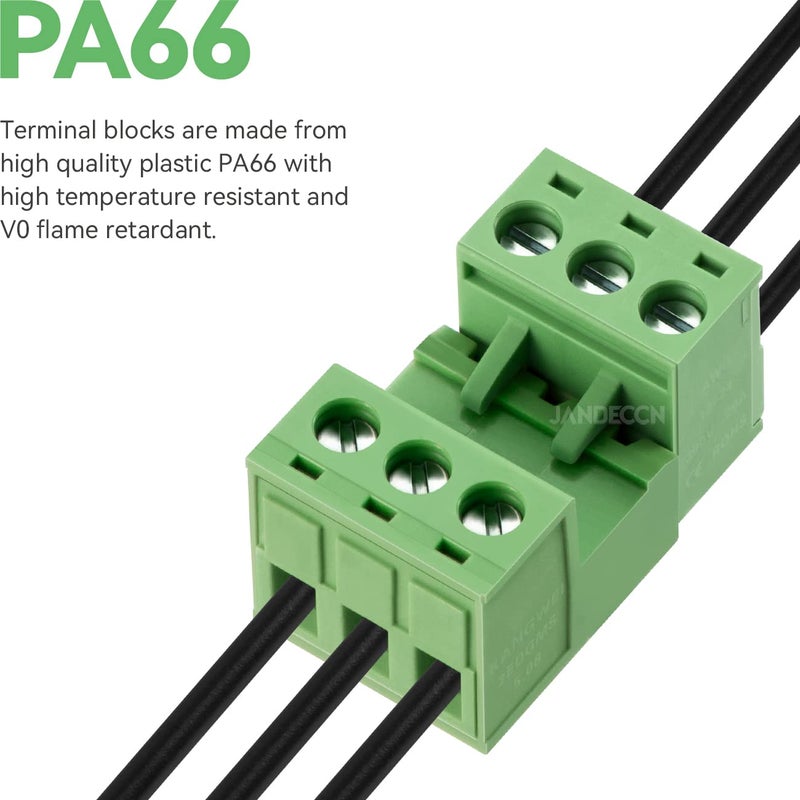 JANDECCN 20Pcs 3 Pin 5.08mm Pitch DIY PCB Mount Screw Terminal Block Connector with 20Pcs 3 Pin Phoenix Plug - Image 2